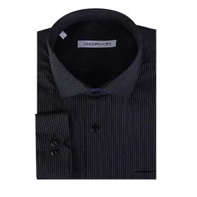 پیراهن مردانه رسمی سورمه‌ای راه راه‌ریز