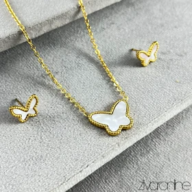 نیم ست پروانه نگین صدفی 10187