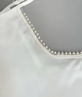 تاپ ساتن یقه مروارید کد 3515
