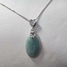 گردنبند سنگ طبیعی آکوامارین با آویز نقره (بدون زنجیر)