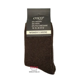 جوراب پشمی زنانه زمستانی قهوه ای تیره مارک coco