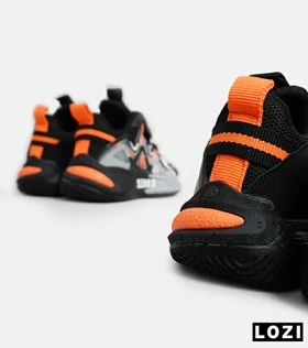 کفش کتانی بچه گانه مشکی طوسی نارنجی 23 NIKE AIR JORDAN