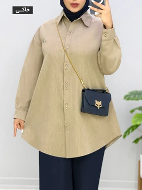 مانتو جلودکمه کارتیر فریدخت کد 9571243 (خاکی)