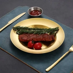 بشقاب پاستا خوری استیل طلایی