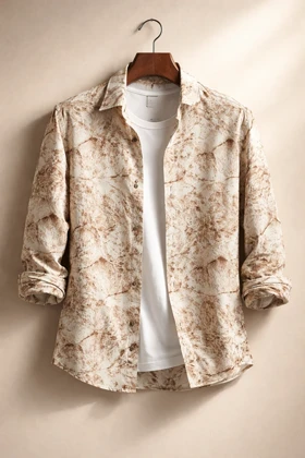 پیراهن کنف لینن صددرصد نخ خردلی طلایی طرح هنری فوق العاده خنک و با کیفیت کد B11