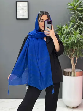 شال نخی راه راه پایین منگوله‌دار