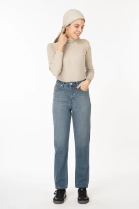 شلوار جین زنانه اسلیم استریت(راسته اسلیم) آبی کثیف شور جک پات رویال جینroyal jeans