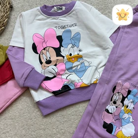 بلوز شلوار دخترانه داخل کرک برند DENIZ میکی موس جنس عالی مناسب 2 تا 6 سال