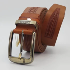کمربند مردانه چرم طبیعی پوست گاوی کاملا درجه یک تولید داخلی (عسلی)