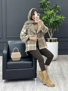 پالتو چهارخونه تک دکمه