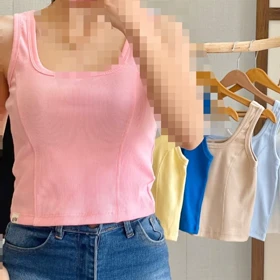 کراپ تاپ یقه خشتی برشدار(فقط آسمونی موجوده)