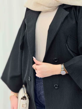 مانتو راه راه چهاردکمه سها