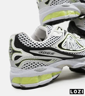 کفش کتانی مردانه و زنانه سفید نقره ای لیمویی NEW BALANCE 1064