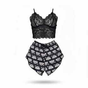 ست نیمتنه گیپور و شلوارک طرح کوالا 051