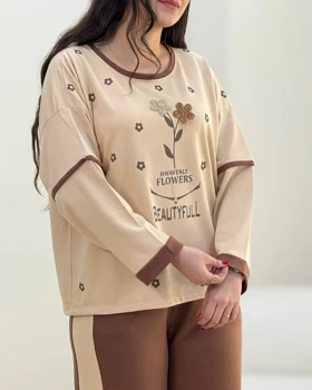 ست بلوز و شلوار نخ پنبه خونگی گل