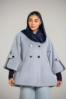 پالتو یقه ایستاده 6 دکمه (طوسی تیره)