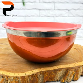 کاسه استیل رنگی درب رنگی سایز 5