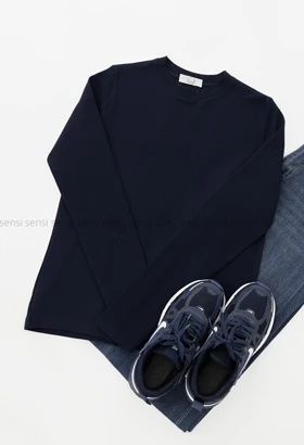 بلوز یقه گرد آستین بلند کد1005068