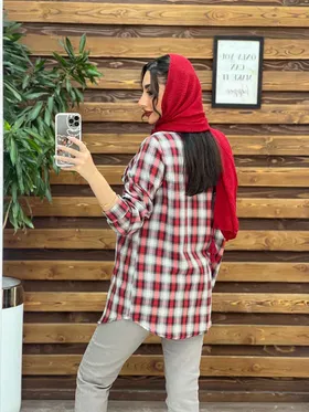 مانتو چهارخونه دو جیب پاکتی