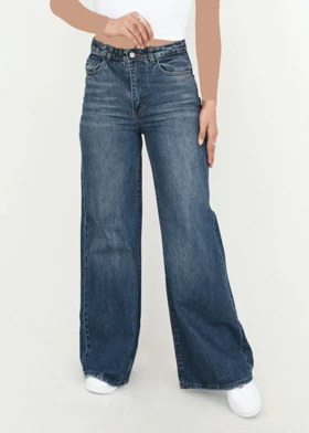 شلوار فول بگ آبی تیره