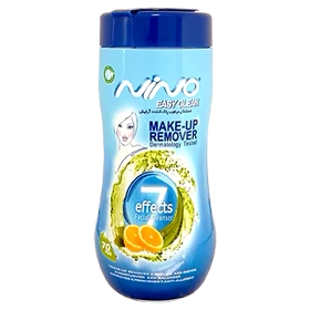 دستمال مرطوب پاک‌کننده آرایش صورت نینو مدل کمرباریک مناسب انواع پوست بسته 48 عددی