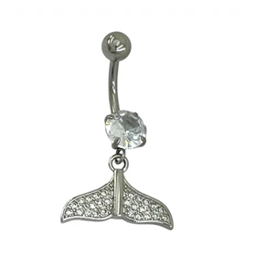 پیرسینگ ناف زنانه مدل آکوآ طرح دم وال
