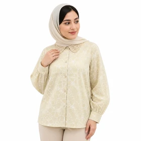 شومیز خامه دوزی کرمی وارداتی