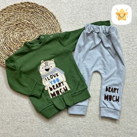 بلوز شلوار نوزادی مدل خرس عینکی کد 0323