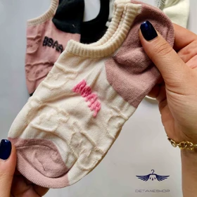 جوراب زیر قوزکی تدی دو رنگ سوزندوزی پاکوک (سفید)