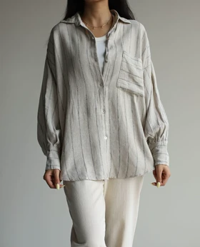 شومیز راه‌راه لینن tghv_h&m