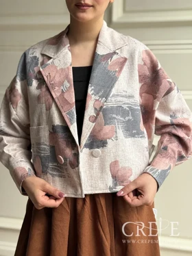 کراپ دامن لینن گل‌دار