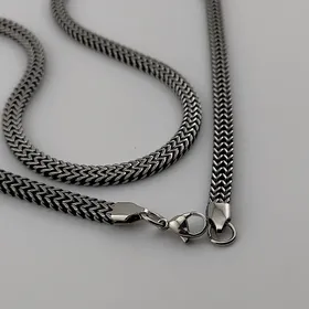گردنبند مردانه استیل مکعبی دو لاین