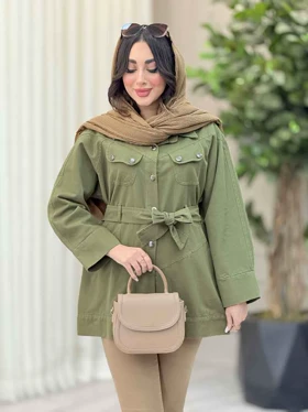 مانتو کمردار چهارجیب