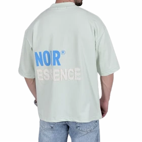 تیشرت آستین کوتاه باکسی سبز پاستیلی مدل NOIR