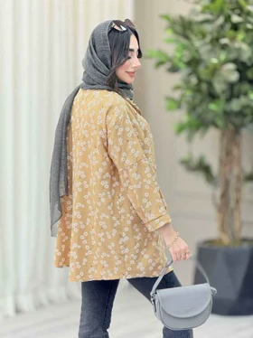 مانتو طرح بابونه آستین پیله