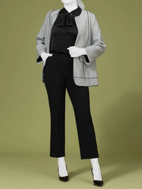 تاپ زنانه ساتن یقه کرواتی کلاسیک غنچه