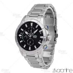 ساعت الکسا پریمیر A0104 مردانه سه موتوره نقره ای صفحه مشکی 106156