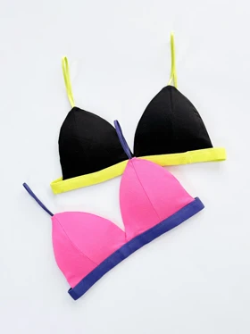 نیم‌تنه کاپ‌دار کبریتی بند مینیمال دو رنگ