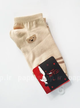 جوراب مچی نخ پنبه طرح خرس و قلب