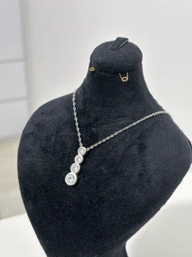 گردنبند نقره زنانه نگین گرد 969