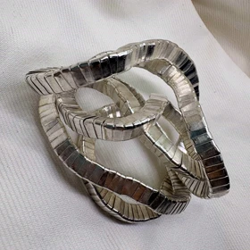 اکسسوری استیل مدل «منعطف ماری» | قابل استفاده به عنوان دستبند، گردنبند و پابند (نقره‌ای صیقلی)