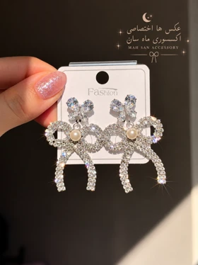 گوشواره جواهری عروس نگین‌دار کد JW0032 یک نگین ندارد