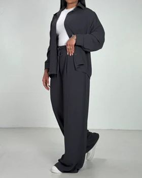 ست شومیز  و شلوار کرپ کد 9000102 (نوک مدادی)