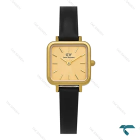 ساعت زنانه مربعی دنیل ولینگتون طلایی بند چرم DW-8308-L