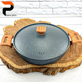 تابه 28 دودسته آنتیک دسته چوبی گرانیتی طوسی هاناتک