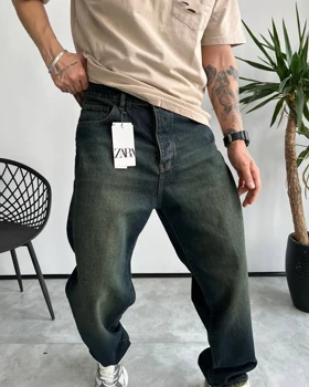 شلوار نیم بگ کثیفشور تیره ZARA