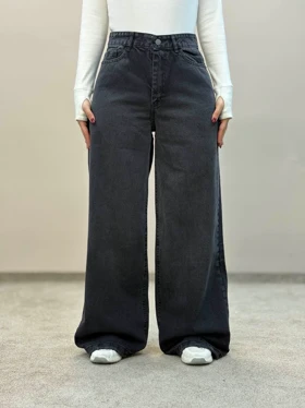 شلوار جین فولبگ ذغالی 6340 ام کی