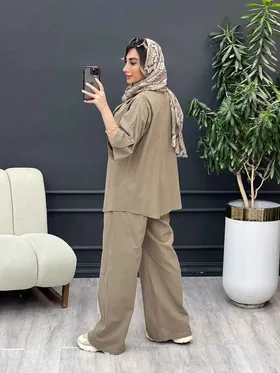 ست مانتو و شلوار تک جیب آستین پاگن