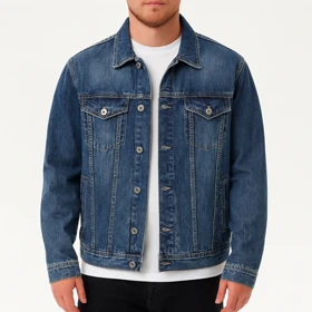 کت جین مردانه آبی تیره استایل شیک و مینیمال مناسب چهار فصل کد 2008