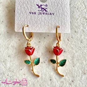 گوشواره زنانه YSX مدل گل رز قرمز کد 2991